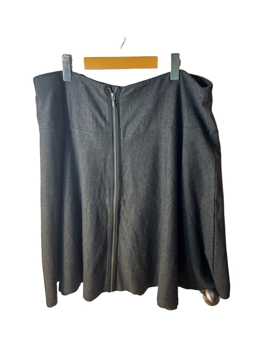 Penningtons Dark Charcoal Circle Skirt with Front Zip 1X